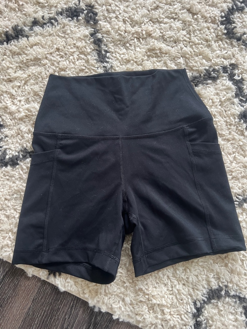 (12) Yogalicious Black High-Waist Bike Shorts with Side Pockets